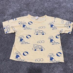 Korean brand 100% cotton Yellow Graphic short Sleeve Shirt